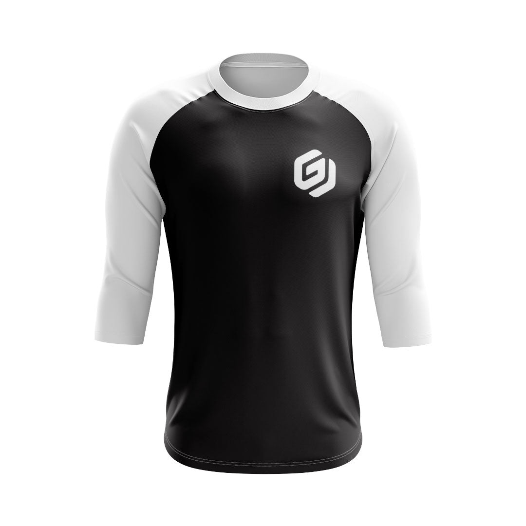 Emblem 3/4 Sleeve Baseball Tee - White/Black (Unisex)